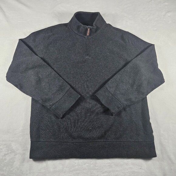 Lands' End Men's Pullover Sweater Sz L 42-44 100% Cotton Half-Zip Charco… - Picture 1 of 10
